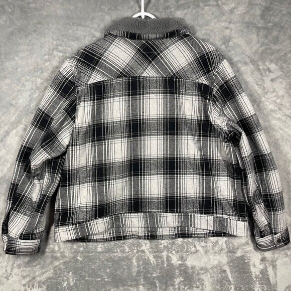Noble Outfitters Mens XXL Plaid Fleece-Lined Jacket Black & White Boxy - Picture 7 of 8